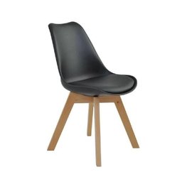 Cadeira de Jantar Eames Wood Leda Design Estofada Preta Prolar