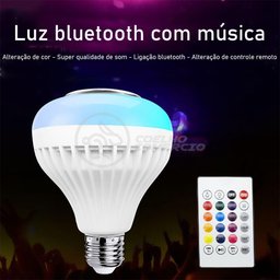 Lâmpada Led 12W E27 Rgb Colorida Com Caixa De Som Bluetooth