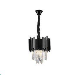 Lustre Cristal Midas Black 30cm 3xe14 Preto