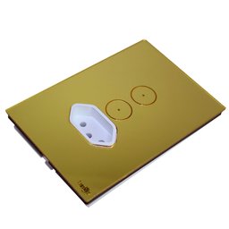 Interruptor Touch Tok Glass 2 Pads+ Tomada Wi-Fi 4x2cm Dourado