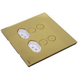 Interruptor Touch Tok Glass 4 Pads + 2 Tomadas Wi-Fi 4x4cm Dourado