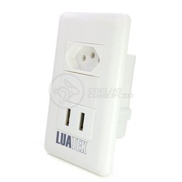 Tomada Parede 1 Entrada Fonte 2 Usb 5V Smart House 10A