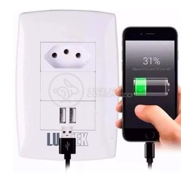 Tomada Parede 1 Entrada Fonte 2 Usb 5V Smart House 10A