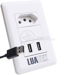 Tomada Parede 1 Entrada Fonte 2 Usb 5V Smart House 10A