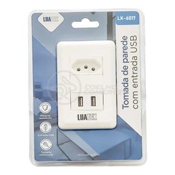 Tomada Parede 1 Entrada Fonte 2 Usb 5V Smart House 10A