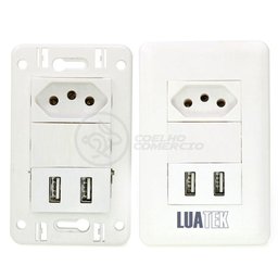 Tomada Parede 1 Entrada Fonte 2 Usb 5V Smart House 10A