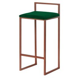 Banqueta Decorativa Jasmine Base Bronze Suede Verde GENERICA-454715
