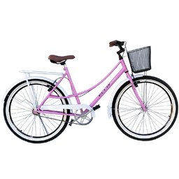 Bicicleta Retro Aro 26 Rosa e Branco -ELLOBIKE-221326