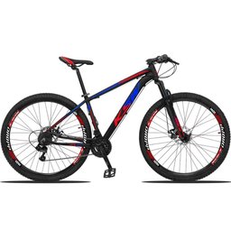 Bicicleta Aro 29 Ksw 27 Marchas Freio Hidráulico E K7 - 15 Preto-Azul E Vermelho