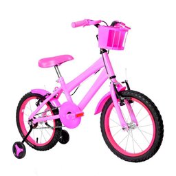 Bicicleta Infantil Aro 16 Alumínio Colorido Cor Rosa E Pink