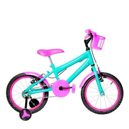 Bicicleta Infantil Aro 16 Alumínio Verde Água E Pink