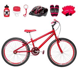 Bicicleta Masculina Aro 24 Aero + Kit Proteção Cor Vermelha