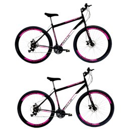 Combo 2 Bicicletas Aro 29 Freio a Disco 21 Marchas Rosa	