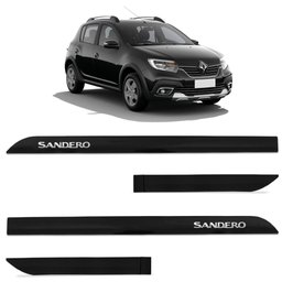 Jogo de Friso Lateral Sandero 2009 a 2024 Preto Nacre Alto Relevo