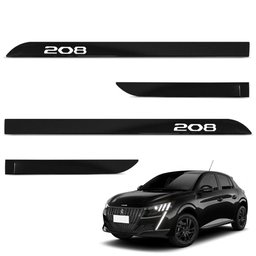 Jogo de Friso Lateral Peugeot 208 2013 A 2024 Preto Perla Negra