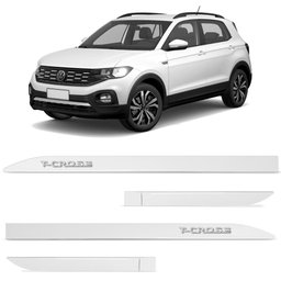 Jogo de Friso Lateral T-Cross 2020 a 2024 Branco Puro Alto Relevo