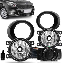 Kit Farol de Milha Ford Ka 2015 a 2018 Auxiliar Neblina Botão Modelo Original