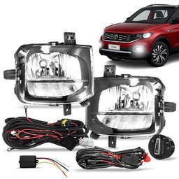 Kit Farol de Milha T-Cross 2019 a 2023 DRL Com Seta Botão Modelo Original