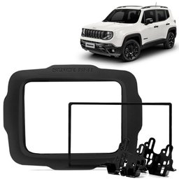 Moldura do Painel 2 Din Jeep Renegade 2015 a 2020 Preto Emborrachado