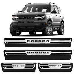 Jogo de Soleira Premium Ford Bronco 2021 2022 Escovada 4 Portas