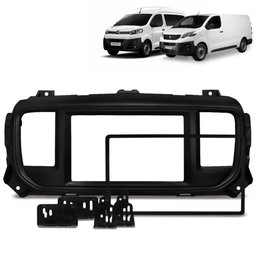 Moldura do Painel 2 Din Peugeot Expert e Citroen Jumpy 2018 a 2021 Preto