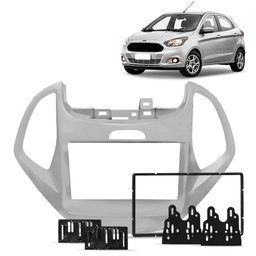 Moldura do Painel 2 Din Ford Ka 2015 a 2018 Prata