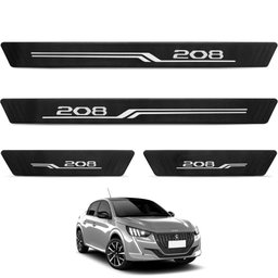 Jogo de Soleira Peugeot 208 2013 a 2024 Texturizado 4 Peças Preto