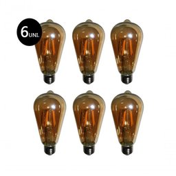 Lâmpadas Led Retro Kit 6 Multi Filamento Vintage Bivolt 30w