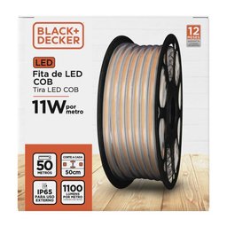 Fita Led Cob 127V 2700K 11W 1100 Lúmens 8mm rolo 50m IP65 Black+Decker