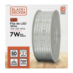 Fita Led Wire 127V 2700K 07W 700 Lúmens 8mm rolo 50m IP65 Black+Decker