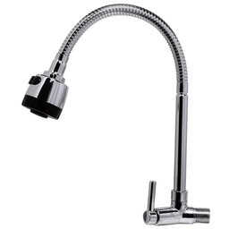 Torneira Para Cozinha Bica Flex Parede Latáo Aço Inox Abertura Rápida C60 Goumet Liege