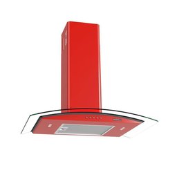 Coifa De Parede Clean Vidro Curvo 70cm 140w Vermelho 220v