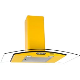 Coifa De Parede 90cm Vidro Curvo Slim Fogatti Amarelo 110v