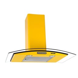 Coifa De Parede 75cm Vidro Curvo Slim Fogatti Amarelo 220v