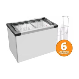 Kit - Freezer Horizontal Tampa De Vidro 284 Litros Nf30 127v + 6 Cestos Nextgen Branco 127v