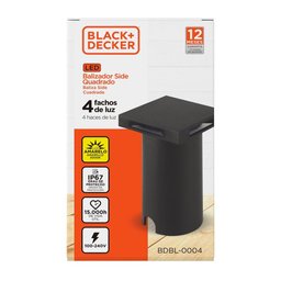 Balizador Led Side Quadrado Preto 4 Fachos 100-240V 2W 3000k IP67 Black+Decker