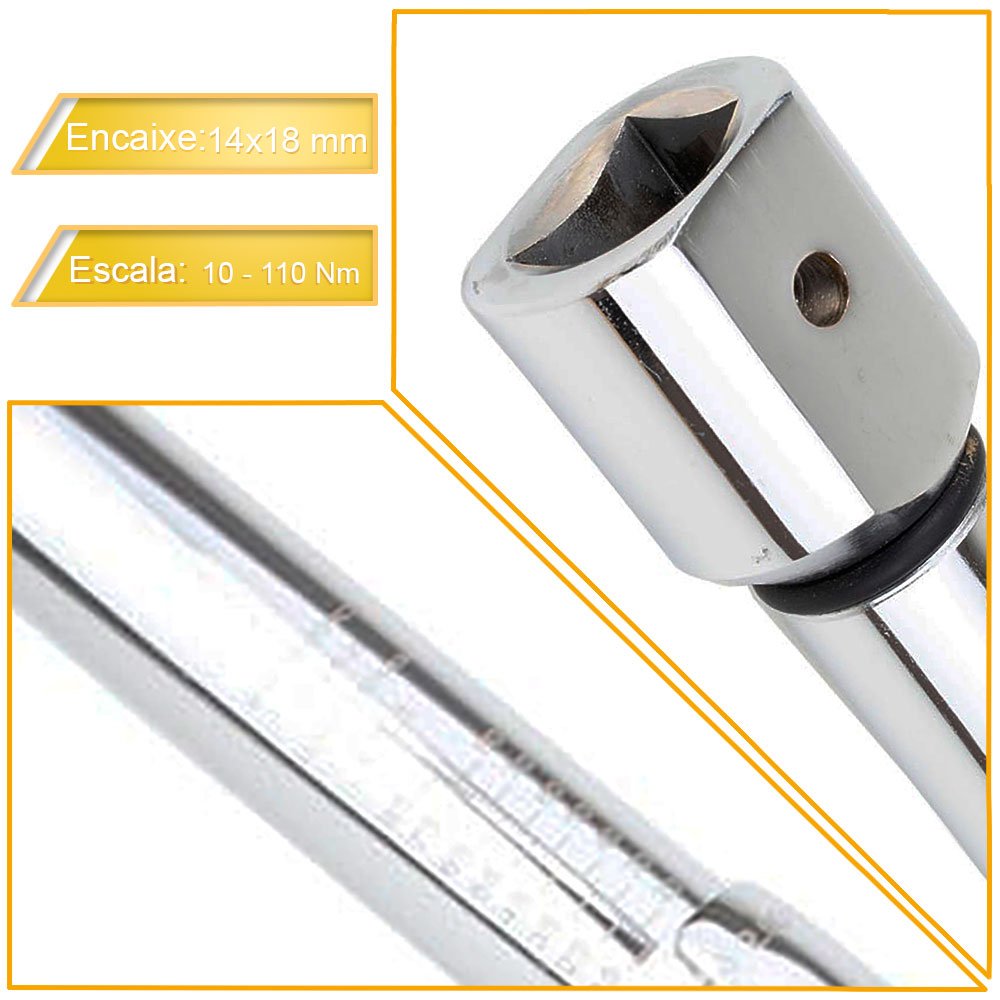 Torquímetro de Estalo 10-110N.m com Encaixe 14 x 18 mm AYF10-110 NOVOTEST-316271 - Imagem