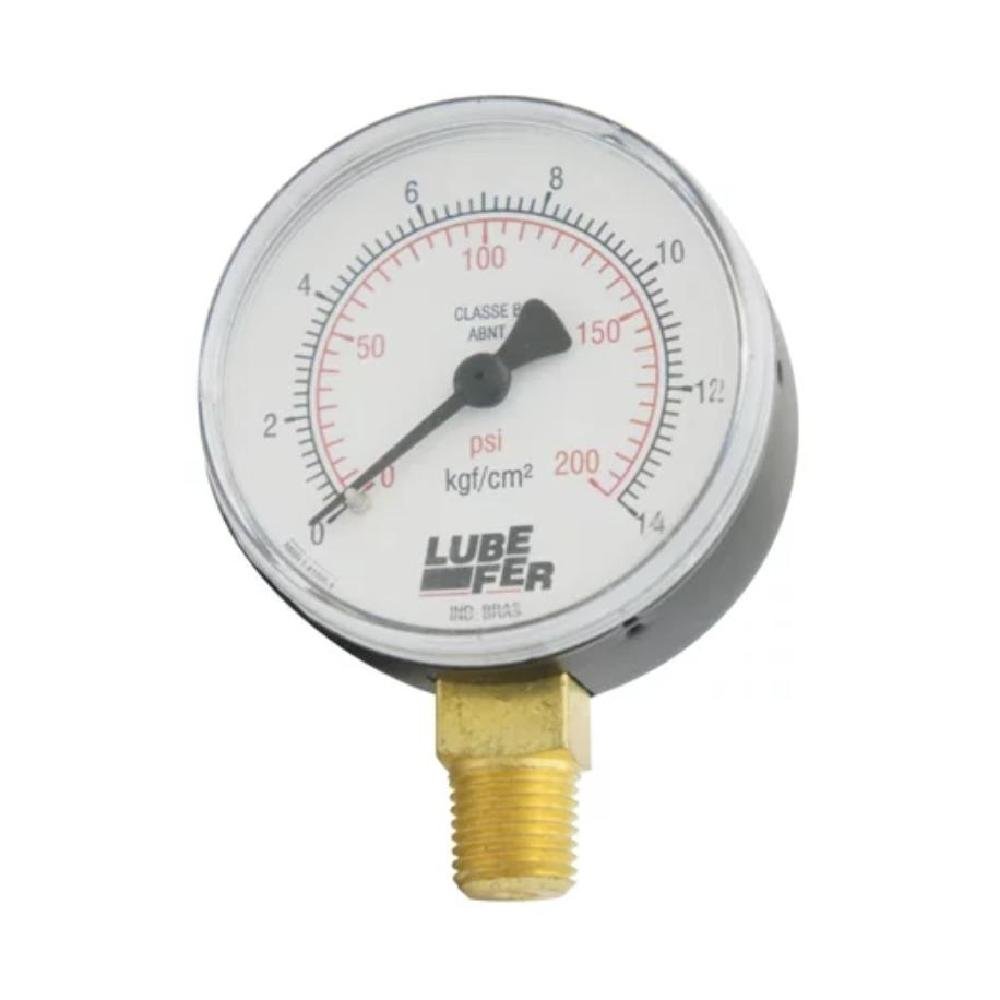 MANOMETRO COMPRESSOR DE 200 LBS 1/4 NPT 60MM - LUB-36A - LUBEFER - Imagem zoom