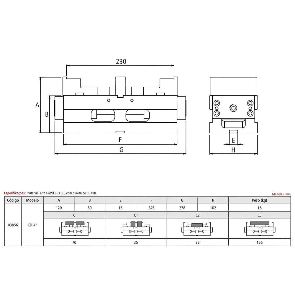 Morsa Compacta Dupla de Precisão CD-4 - 18kg - Imagem