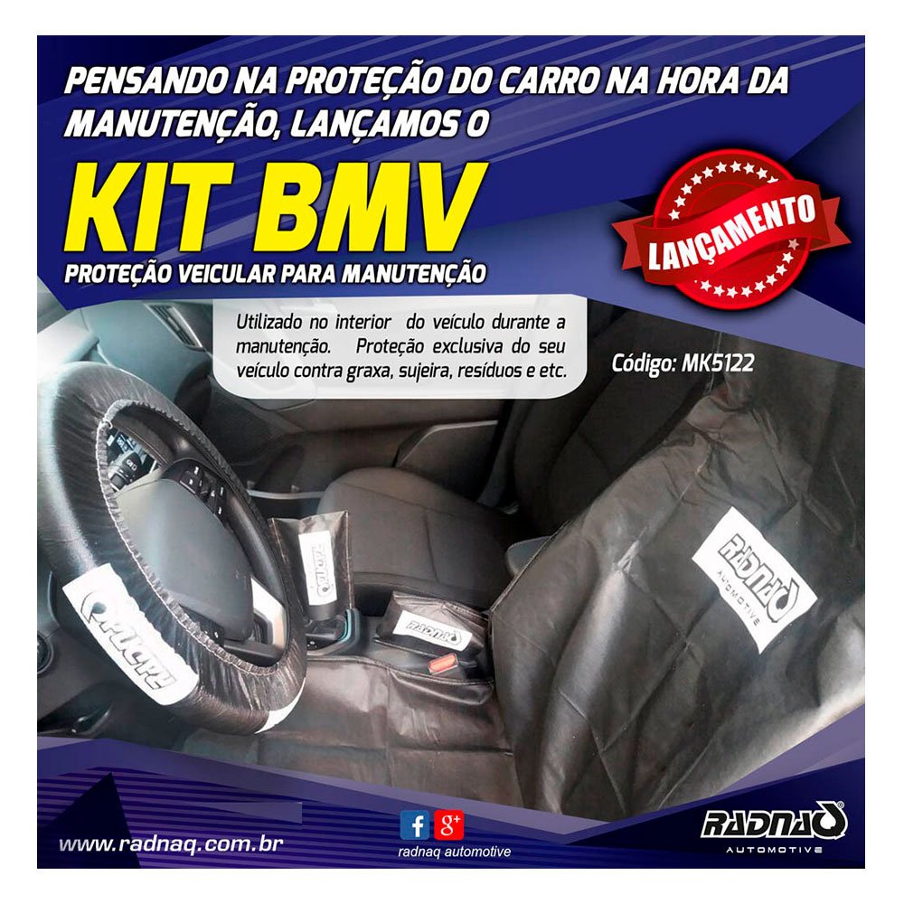 Kit BMV Proteção Interna Veicular com Capa para Volante Banco Câmbio e Freio de Mão-RADNAQ-MK5122-01