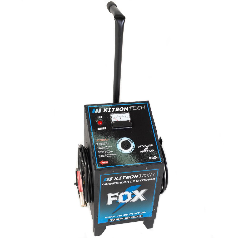 Carregador de Bateria Fox 50A Bivolt com Auxiliar de Partida  - Imagem