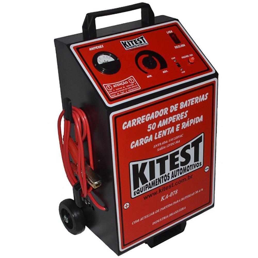 Carregador de Bateria Analógico Lento e Rápido 50A com Auxliar de Partida KITEST-KA078-KITEST
