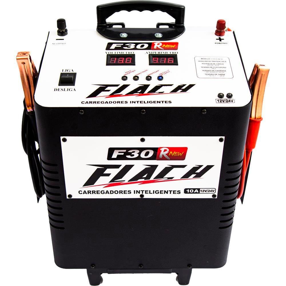 Carregador de Bateria Inteligente 12/24V 10A com Auxilio de Partida Bivolt Flach F30 RNEW - Imagem zoom