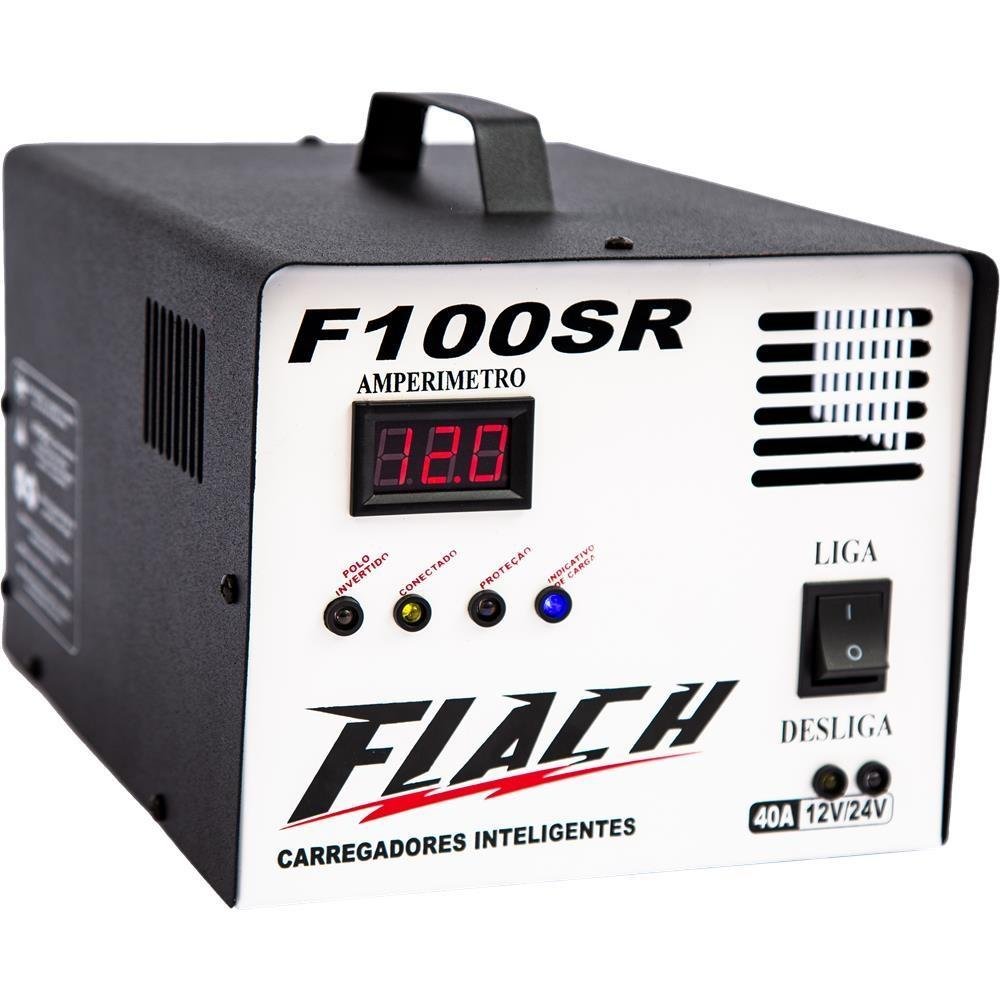 Carregador de Bateria Inteligente 12/24V 40A com Auxilio de Partida Bivolt Flach F100 SR - Imagem zoom