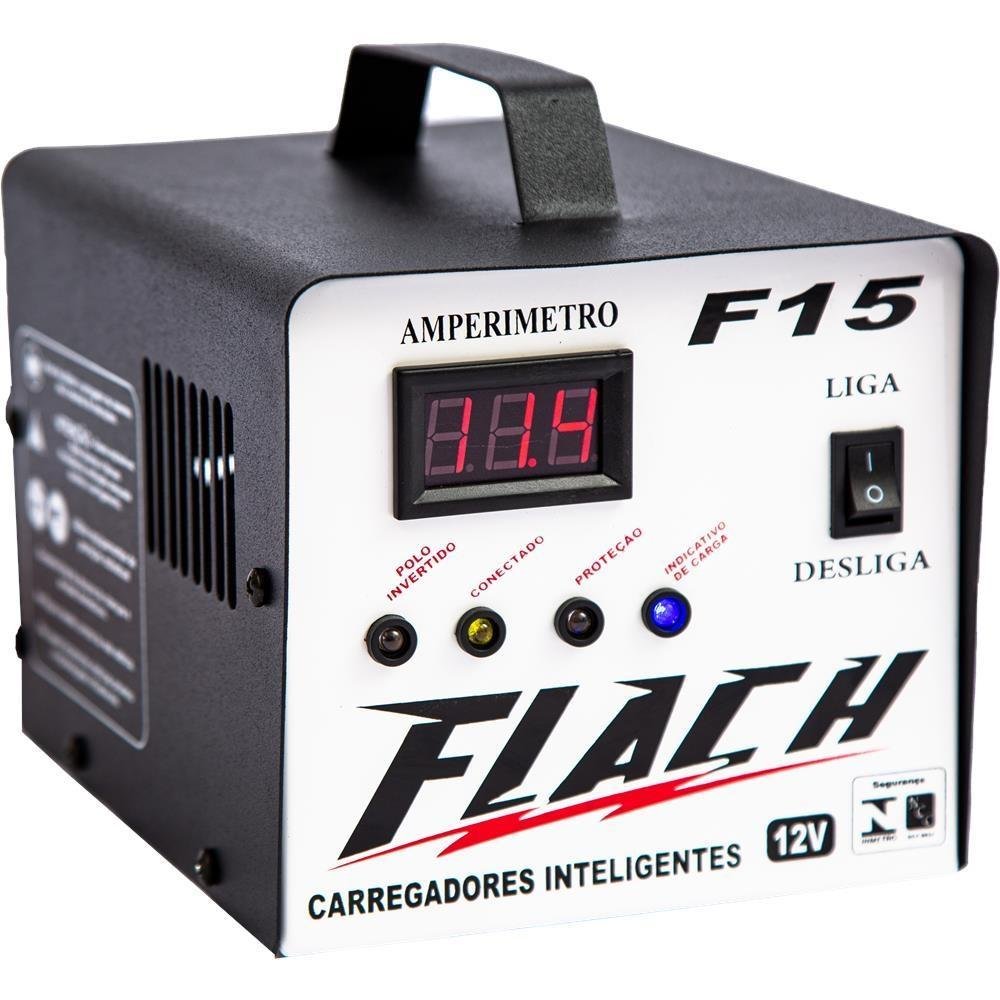 Carregador de Bateria Inteligente 14V 15A 180W com Auxilio de Partida Bivolt Flach F15 - Imagem zoom