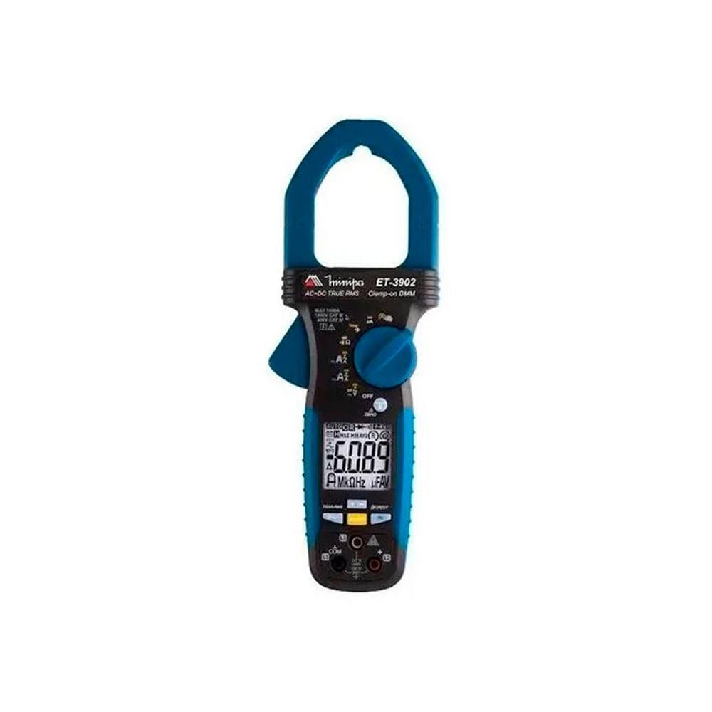 Alicate Amperímetro para medição de baixa corrente LCD 3 ½ AmpTip Precisão 2,5 CAT III 300 V True RMS AC e AC+DC Minipa ET-3902-MINIPA-239562