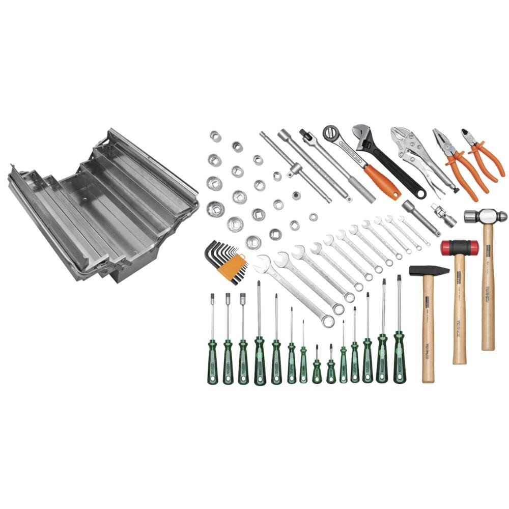 Caixa sanfonada em aço inox com 65 ferramentas -Tramontina-44952165