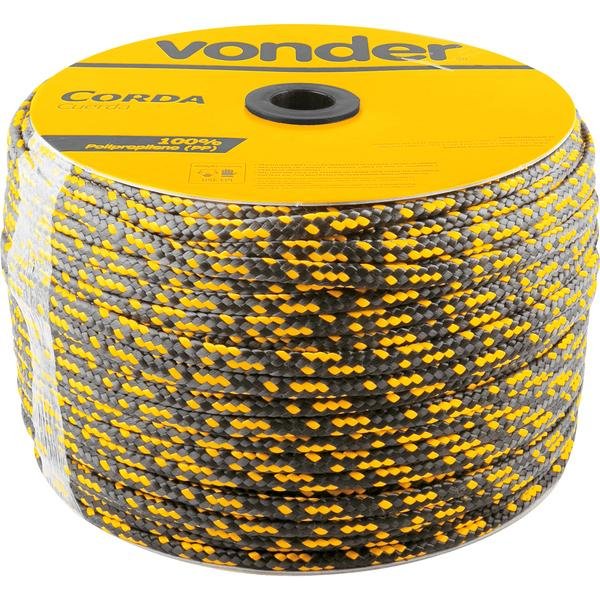 Corda multifilamento trançada, 10 mm x 190 m, preta e amarela  - Imagem zoom