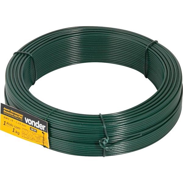 Arame galvanizado revestido com PVC, verde, BWG 18, -VONDER-7495018000