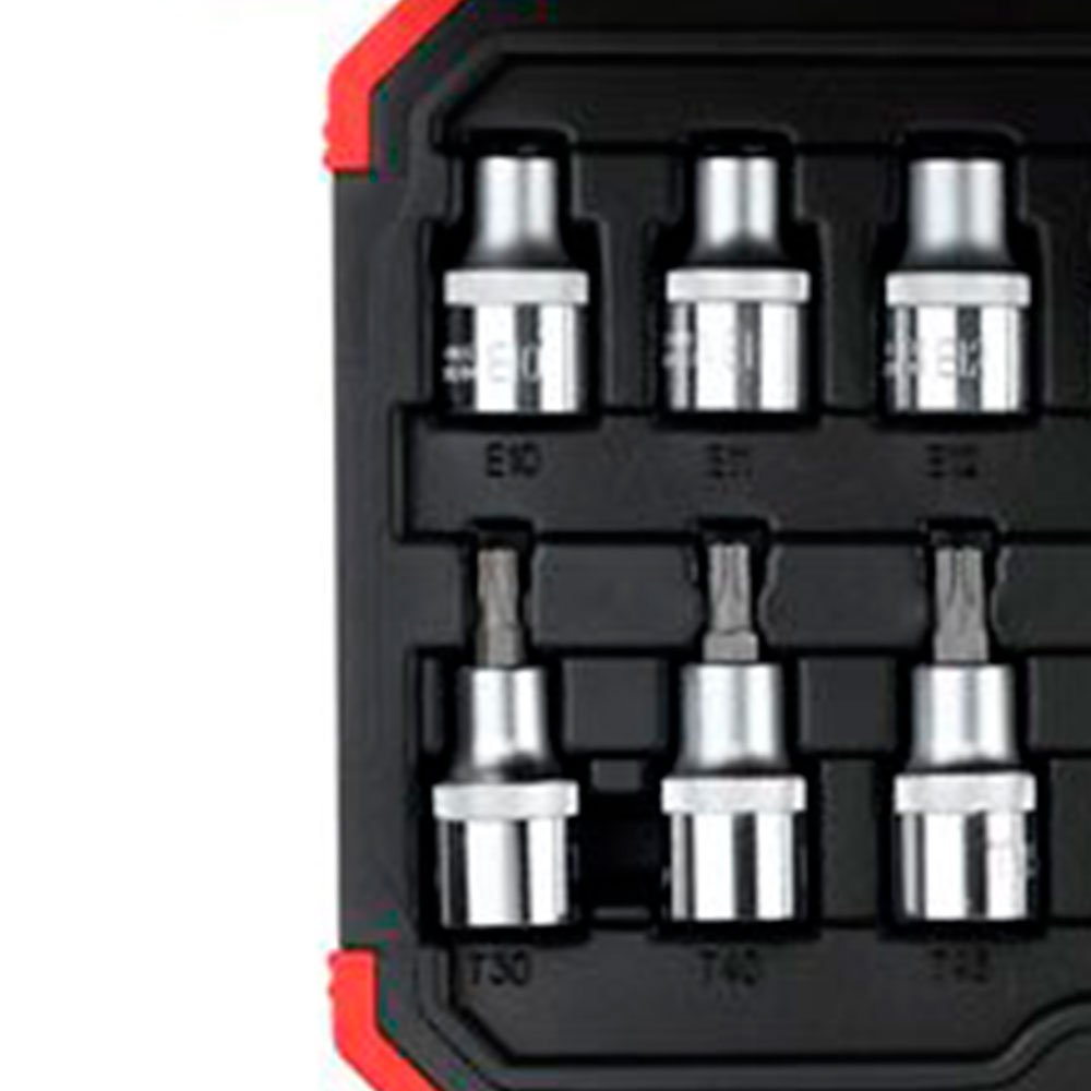 Jogo de Soquetes e Chaves Soquete tipo Tork com Encaixe de 1/2 Pol. 16 Peças GEDORE RED-R68003016 - Imagem